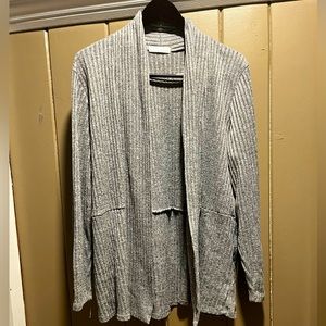 Retreology XL gray ribbed open front sweater